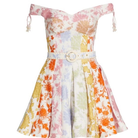 Zimmermann Multicolor Off-Shoulder Mini Dress 3 - Picture 5 of 11